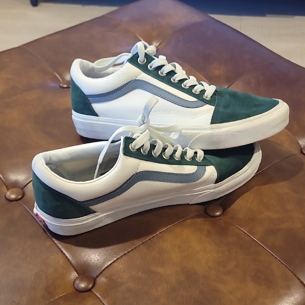 Green and Blue Low Top Vans